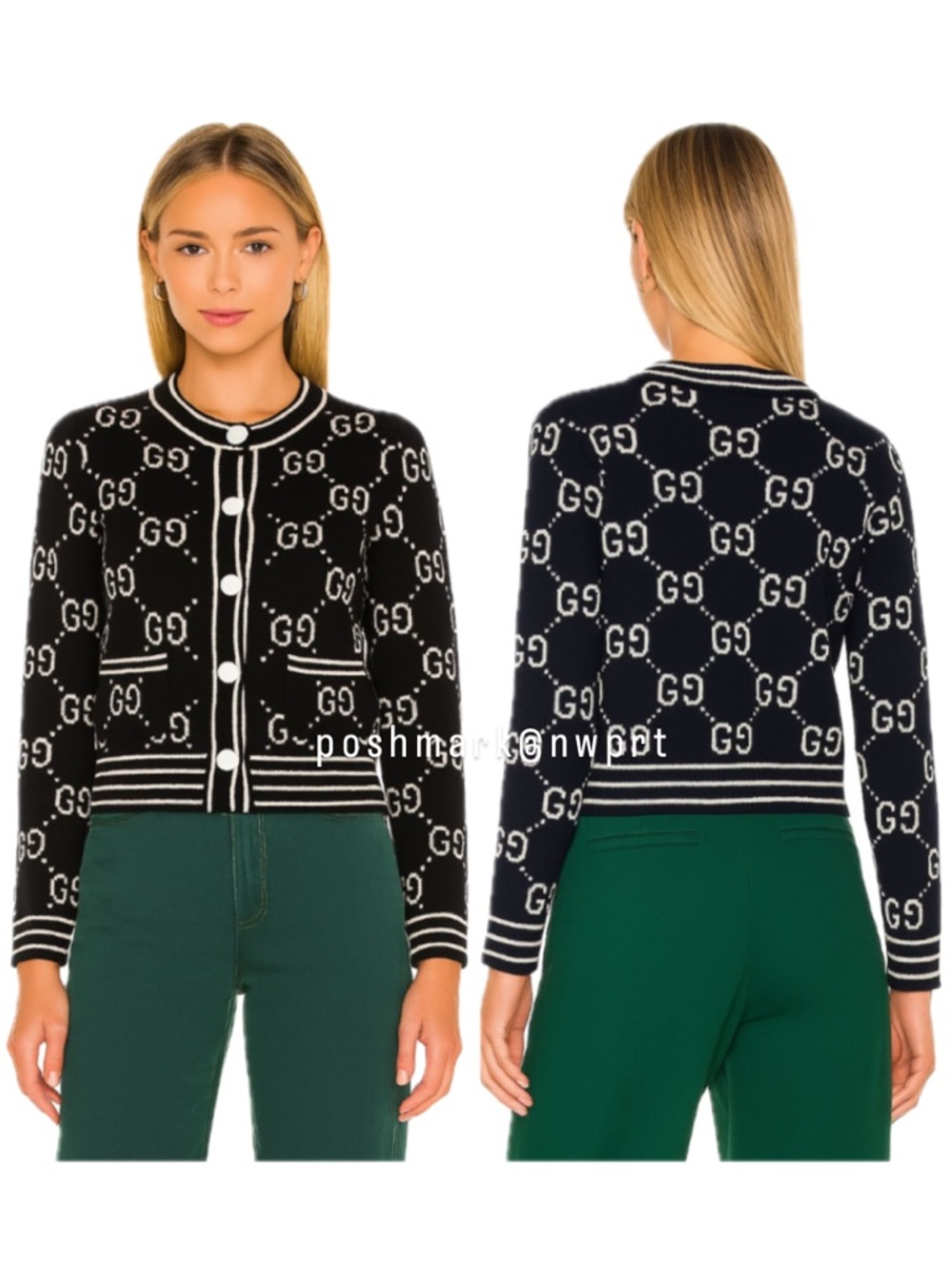 GUCCI 🙌 GG Supreme Logo Cardigan Sweater Black Ivory White Cotton XS